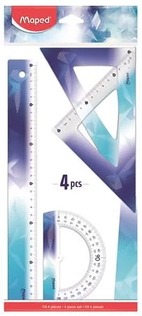 Vonalzókészlet, műanyag, törhetetlen, 4 darabos, MAPED „Arctic jégvilág” (IMA981899)