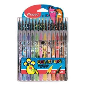   Filctoll és színes ceruza készlet, MAPED Color'Peps Monster 12+15 különböző szín (IMA984718)