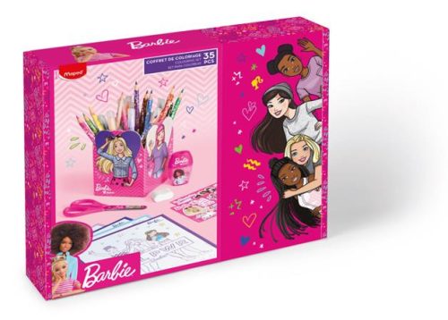 Színező készlet, ajándékdoboz, MAPED Barbie, 35 darabos (IMAB981866)
