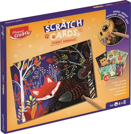 Képkarcoló készlet, erdei állatok, MAPED CREATIV Scratch Cards (IMAC906914)