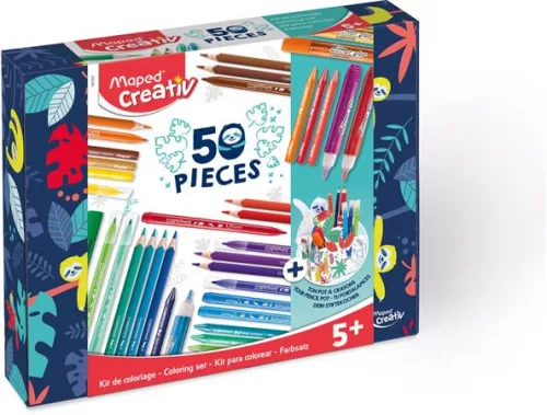 Színezőkészlet, írószertartóval, 50 darabos, MAPED CREATIV (IMAC907037)