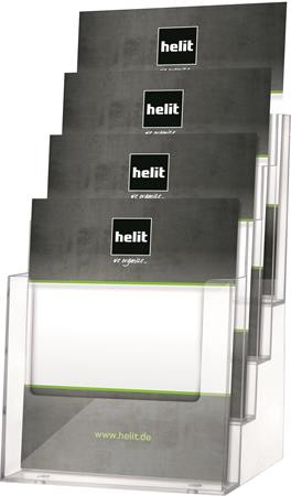 Prospektustartó, asztali és fali, A5, 4 rekeszes, HELIT (INH2352202)