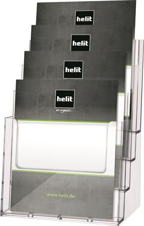 Prospektustartó, asztali, A4, 4 rekeszes, HELIT (INH2352402)