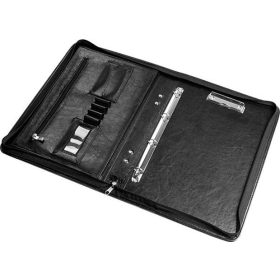   Konferencia mappa, A4, cipzáras, 4 gyűrűs, 50 mm, PANTA PLAST, fekete (INP04170002)