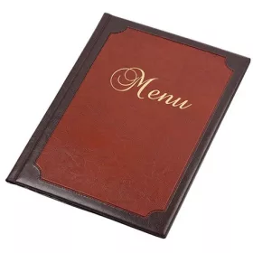   Étlaptartó, A4, bőrhatású, PANTA PLAST Keretes Menu, sötétbarna-gesztenyebarna (INP3172705)