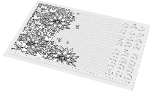 Könyökalátét, A3, 410x297 mm, színezhető, PANTA PLAST, virágos (INP3186899)