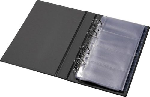 Névjegytartó, 200 db-os, gyűrűs, PANTA PLAST, fekete (INP328202F)