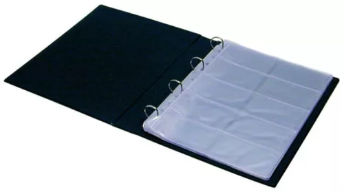Névjegytartó, 400 db-os, gyűrűs, PANTA PLAST, fekete (INP361112F)