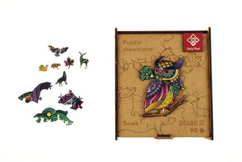 Puzzle, fa, A4, 90 darabos, PANTA PLAST Owl (INP422000402)