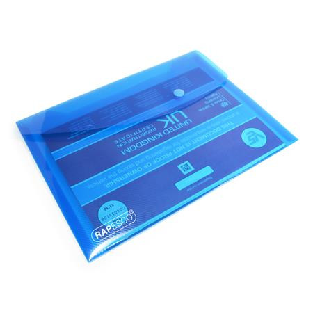 Irattartó tasak, A5, patentos, RAPESCO Eco, áttetsző vegyes színek (IR0689)