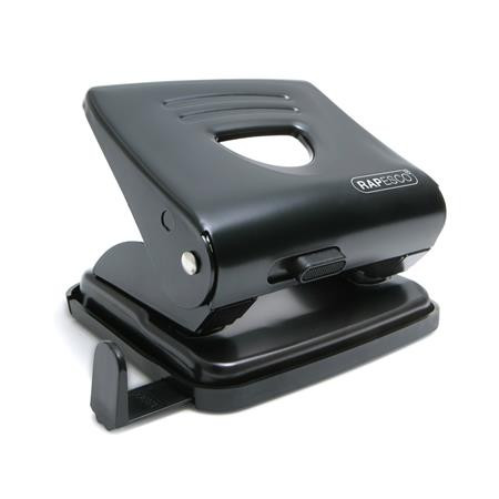 Lyukasztó, kétlyukú, 25 lap, fém, RAPESCO 825, fekete (IR1030)