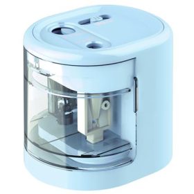   Hegyező, kétlyukú, asztali, elemes, USB töltővel, RAPESCOPS12-USB, világoskék (IR1447)