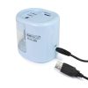 Hegyező, kétlyukú, asztali, elemes, USB töltővel, RAPESCOPS12-USB, világoskék (IR1447)