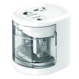   Hegyező, kétlyukú, asztali, elemes, USB töltővel, RAPESCOPS12-USB, fehér (IR1448)