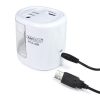 Hegyező, kétlyukú, asztali, elemes, USB töltővel, RAPESCOPS12-USB, fehér (IR1448)