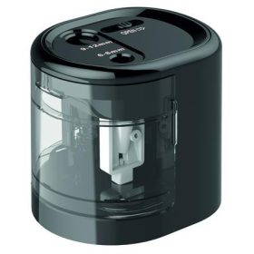   Hegyező, kétlyukú, asztali, elemes, USB töltővel, RAPESCOPS12-USB, fekete (IR1449)