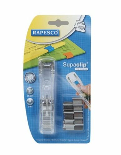 Kapocsadagoló, ezüst kapcsokkal, RAPESCO, Supaclip 40, átlátszó (IRRC4025SS)