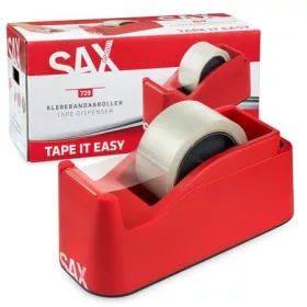   Csomagolószalag adagoló, asztali, csomagolószalaggal, SAX 729, piros (ISA729)