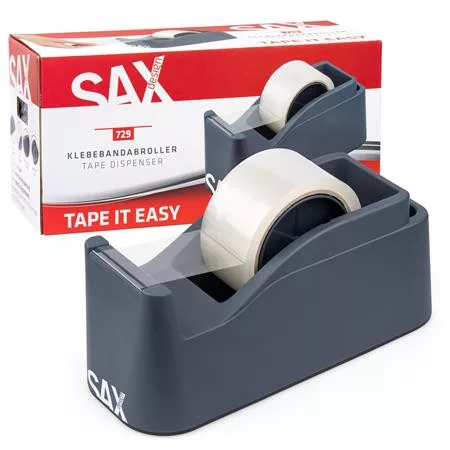 Csomagolószalag adagoló, asztali, csomagolószalaggal, SAX 729, antracit szürke (ISA72918)