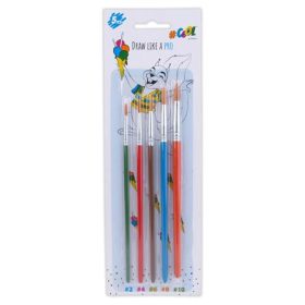   Ecsetkészlet, no. 2-4-6-8-10, fa, COOL BY VICTORIA, festett nyelű (ISCEV5SZ)