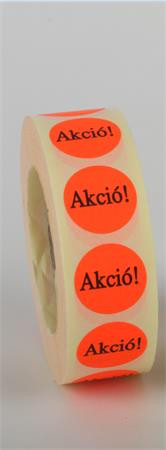 Etikett, 20 mm kör, AKCIÓ felirattal, 1000 etikett/tekercs, piros (ISCK20AP)