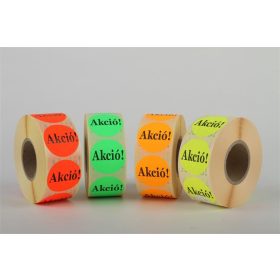   Etikett, 38 mm kör, AKCIÓ felirattal, 1000 etikett/tekercs, narancs (ISCK38AN)