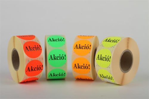 Etikett, 38 mm kör, AKCIÓ felirattal, 1000 etikett/tekercs, narancs (ISCK38AN)