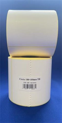Etikett, thermo, 100x100 mm, 600 etikett/tekercs, fehér (ISCT100100F)