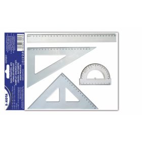 Vonalzókészlet, műanyag, 4 darabos, SAKOTA (ISKE046)