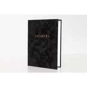   Oklevéltartó, A4, exkluzív, plüss, aranyozva, fekete (ISKE142)