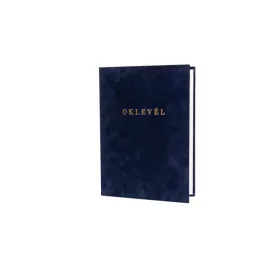   Oklevéltartó, A4, exkluzív, plüss, aranyozva, kék (ISKE176)