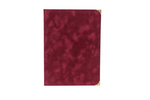 Oklevéltartó, A4, exkluzív, plüss, 4 fém sarokkal, bordó (ISKE185)