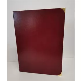   Oklevéltartó, A4, exkluzív, műbőr, 4 fém sarokkal, bordó (ISKE186)