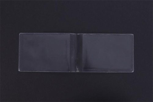 Diák- és igazolványtartó, 2 lapos, PVC, átlátszó (ISKE194)