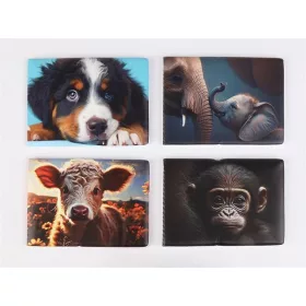   Diák- és igazolványtartó, fekvő, 6 betét lappal, mintás PVC, Többlapos, állatok (ISKE209)