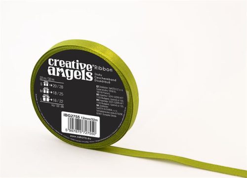 Szatén szalag, 12 mm x 32 m, zöld (ISKE227)