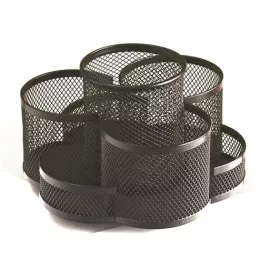   Írószertartó, 7 részes, fémhálós, forgatható, fekete (ISKE240)