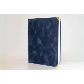   Oklevéltartó, A4, exkluzív, plüss, 4 fém sarokkal, kék (ISKE241)