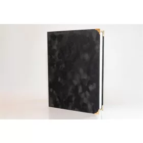   Oklevéltartó, A4, exkluzív, plüss, 4 fém sarokkal, fekete (ISKE243)