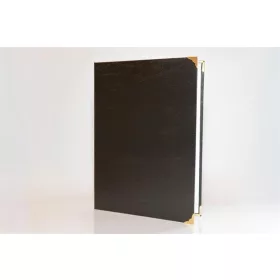   Oklevéltartó, A4, exkluzív, műbőr, 4 fém sarokkal, fekete (ISKE244)