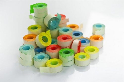 Árazószalag, 25x16 mm, gyengített ragasztóval, pasztell narancssárga (ISKSZSGY)