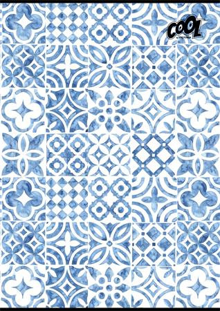 Füzet, tűzött, A4, kockás, 80 lap, COOL BY VICTORIA Mediterrain patterns (ISVFC103)
