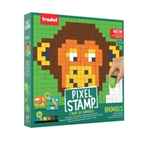   Kreatív foglalkoztató füzet, bélyegzős,  TRODAT Creativ Pixelstamp, állatok (ITCRPXSAN)