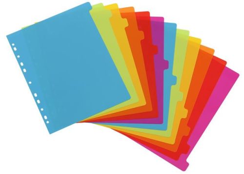 Regiszter, műanyag, A4 Maxi, 12 részes, VIQUEL, Happy Fluo, színes (IV154731)