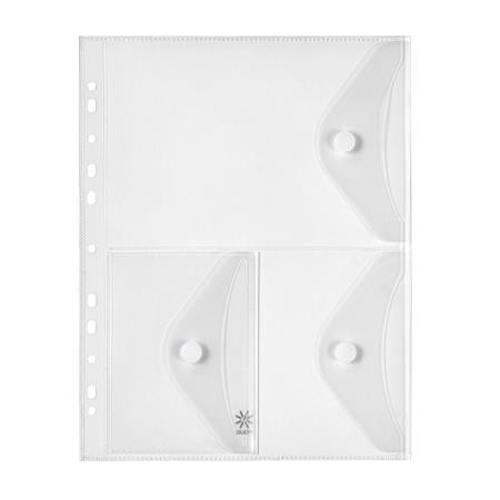 Irattartó tasak, A4, PP, patentos, 3 rekeszes, VIQUEL Pockets, áttetsző (IV478016)
