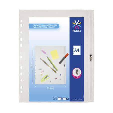 Irattartó tasak, A4, PP, zipzáras, VIQUEL Pockets, áttetsző (IV936016)
