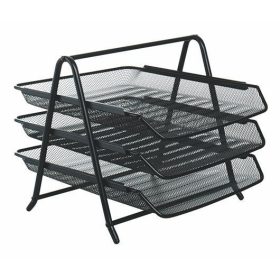   Irattálca, fémhálós, 3 részes, VICTORIA OFFICE, fekete (IVIC16)