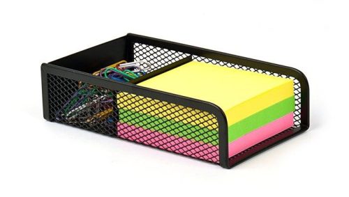 Kockatömbtartó és gemkapocstartó, fémhálós, VICTORIA OFFICE, fekete (IVIC29)