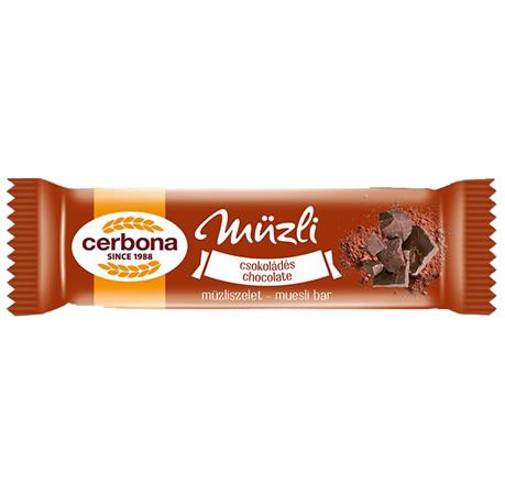 Müzliszelet, 20 g, CERBONA, csokoládés (KHE107)