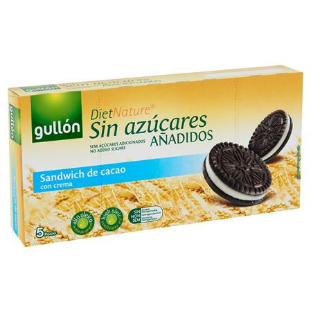 Keksz, édesítőszerrel, 210 g, GULLÓN, kakaós, krém töltelékkel (KHE270)